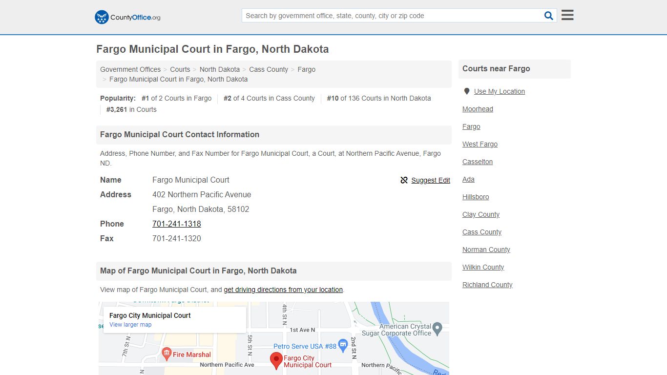 Fargo Municipal Court - Fargo, ND (Address, Phone, and Fax) - County Office